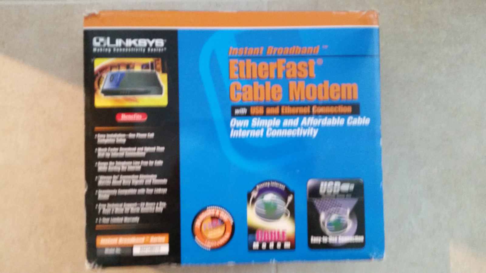 Linksys BEFCMU10 Etherfast Cable Modem Complete In The Box!