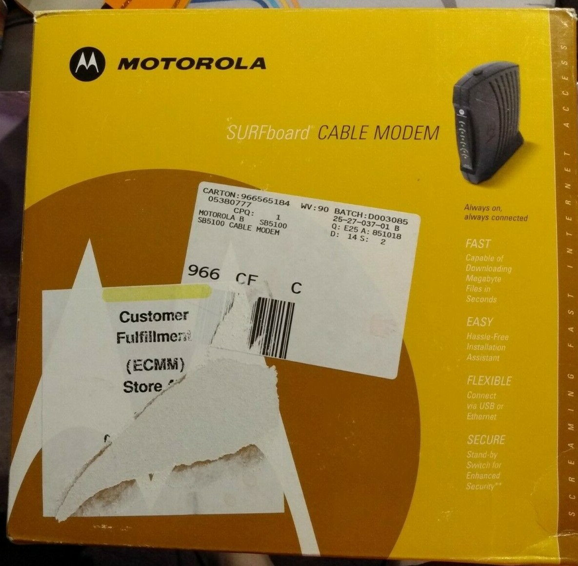  Motorola SURFboard Cable Modem SB5100 Complete