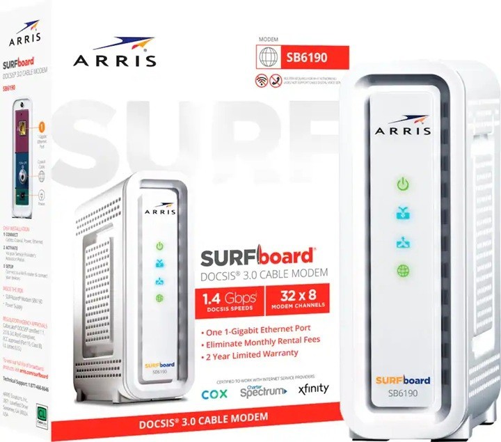 Arris Surfboard SB6190 1.4 GBPS DOCSIS 3.0 32X8 Cable Modem