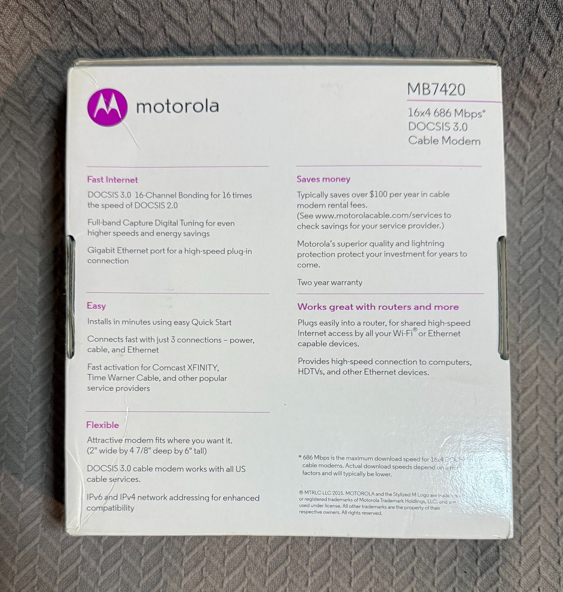 Motorola MB7420 Cable Modem – 16×4 686 Mbps DOCSIS 3.0