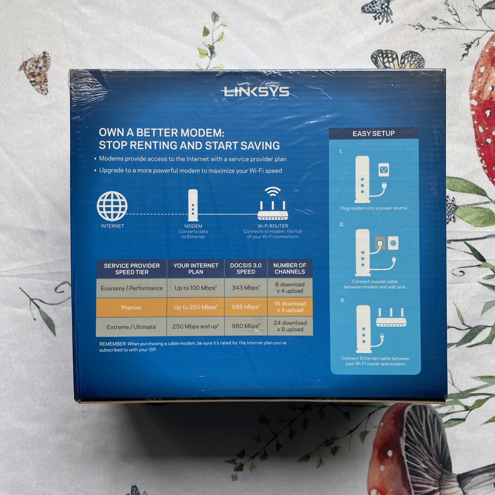Linksys DOCSIS 3.0 16×4 Cable Modem #CM3016 New In Box Sealed Cox Charter
