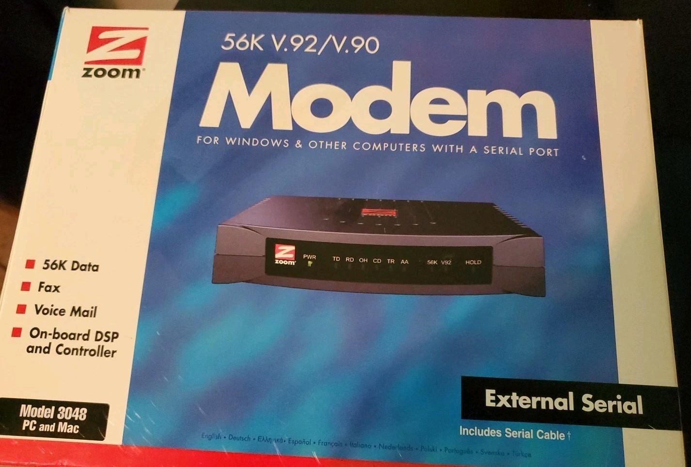 Zoom Model 3048 56K V.90 V.92 External Serial Modem – New In Box PC & Mac