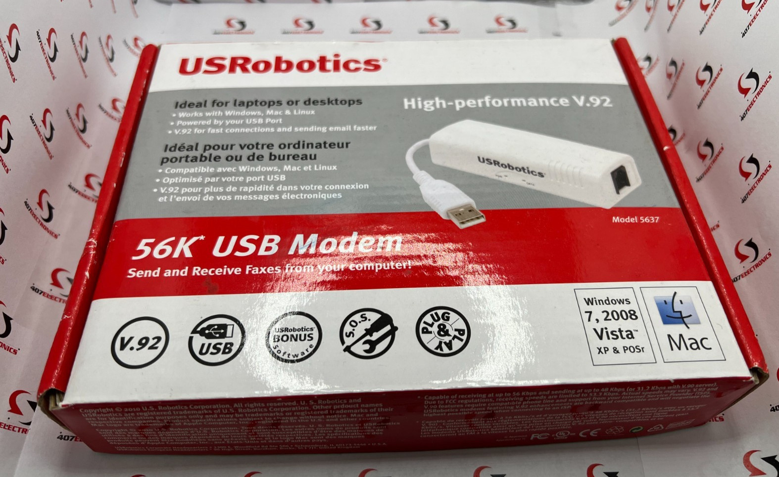US ROBOTICS 56K USB MODEM model 5637 USR5637 USB V.92 MAC PC NEW!