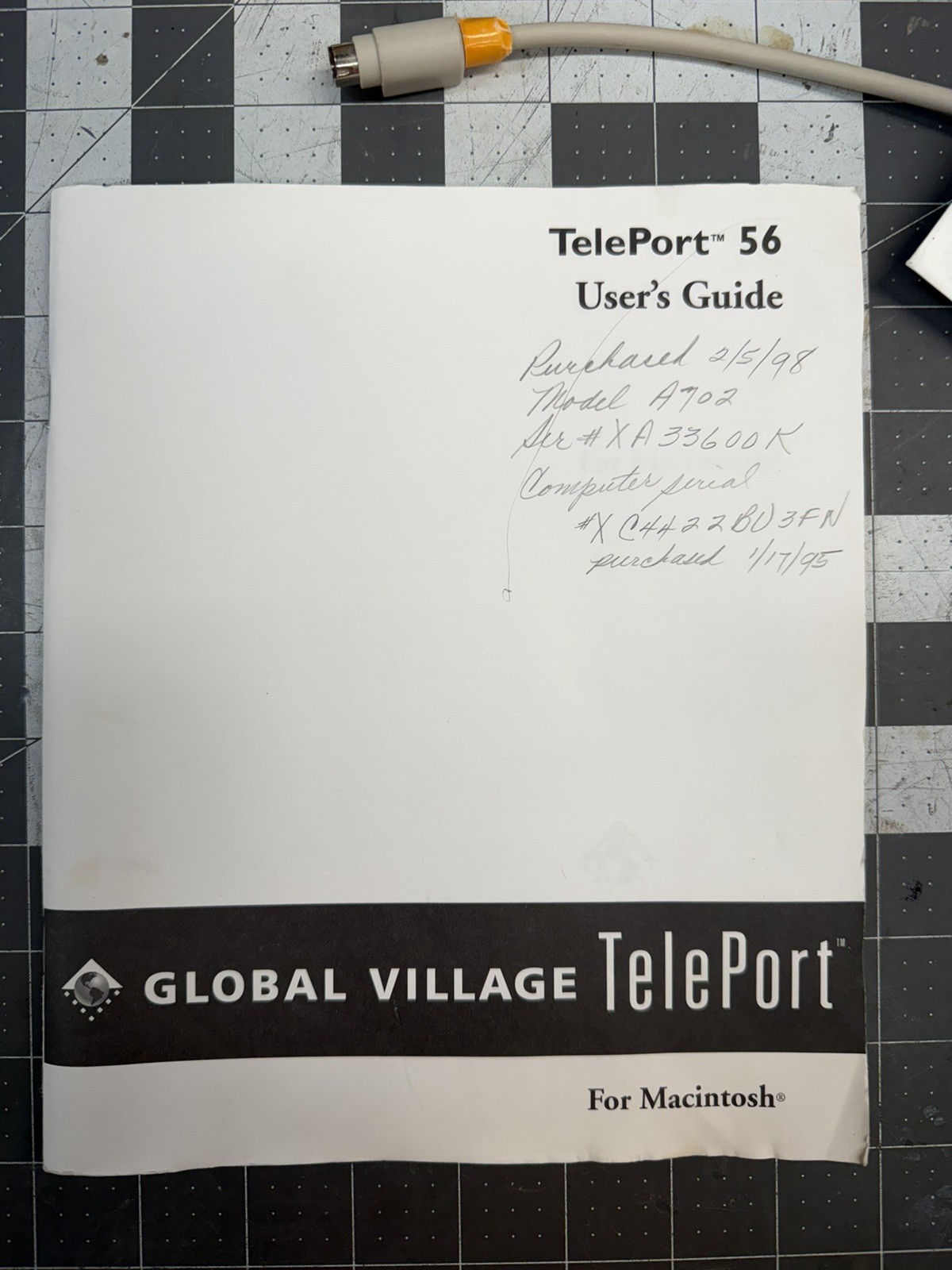 Macintosh Modem Global Village TelePort 56 External w CD Manuals GlobalFax