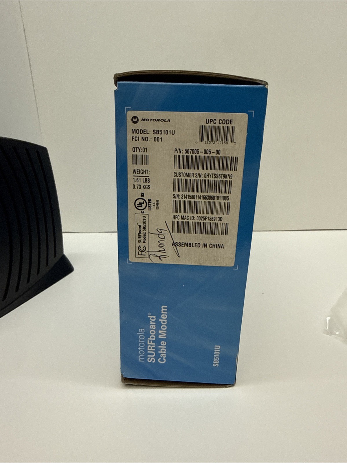 Motorola SURFboard Cable Modem SB5101U With Box – As Is – Tested For Power