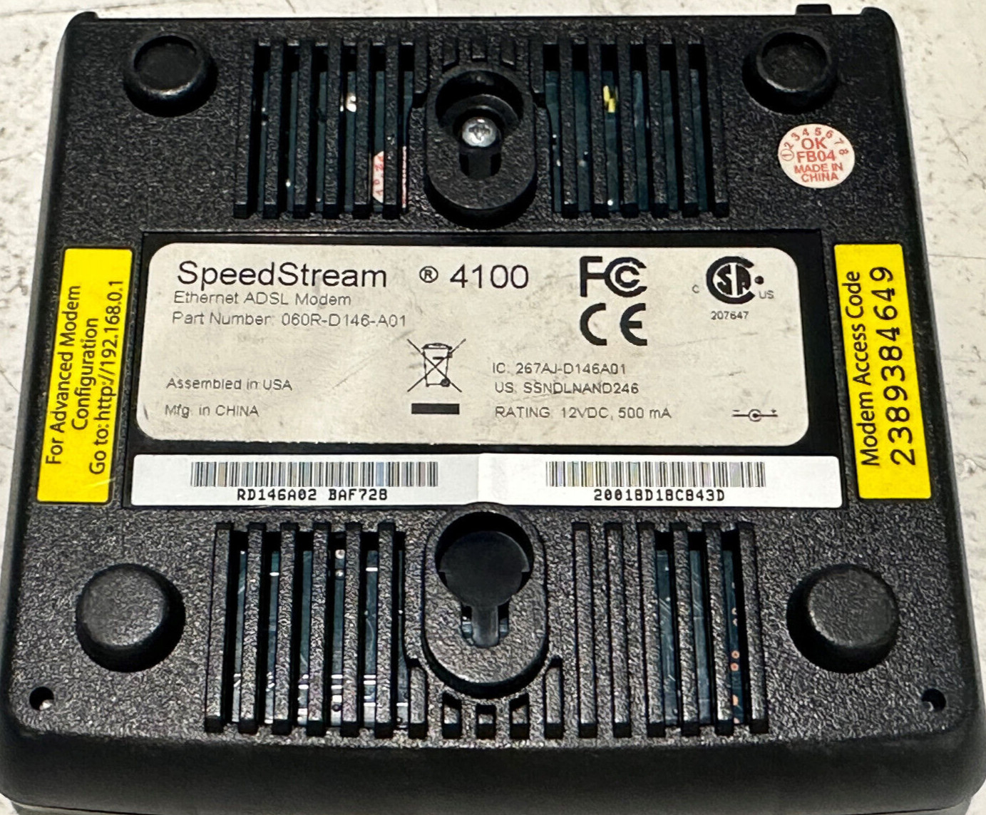 SpeedStream 4100 Ethernet ADSL Modem 060R-D146-A01