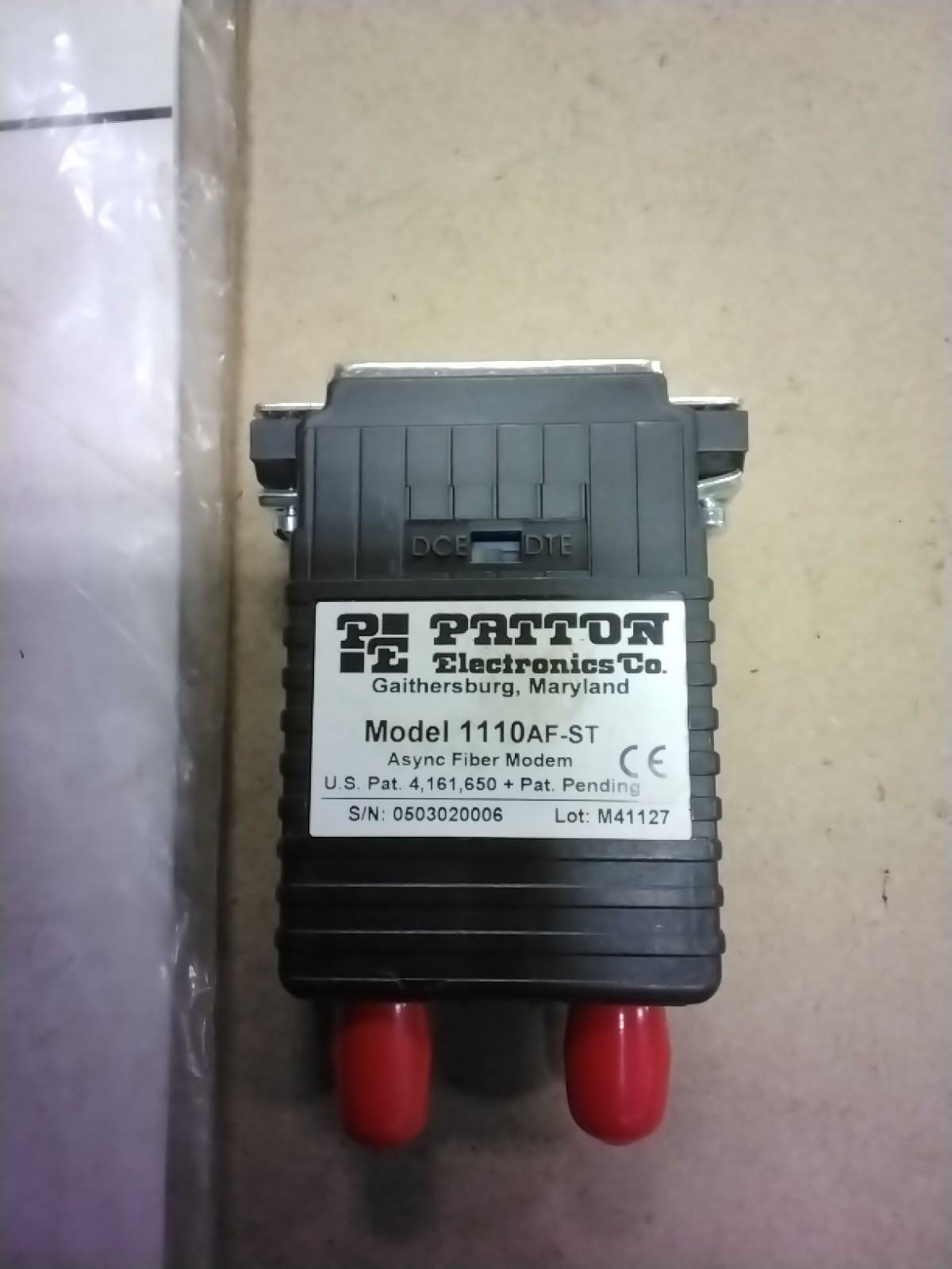 Patton Asynchronous Carrier Controlled Fiber Optic Modem Model 1110A