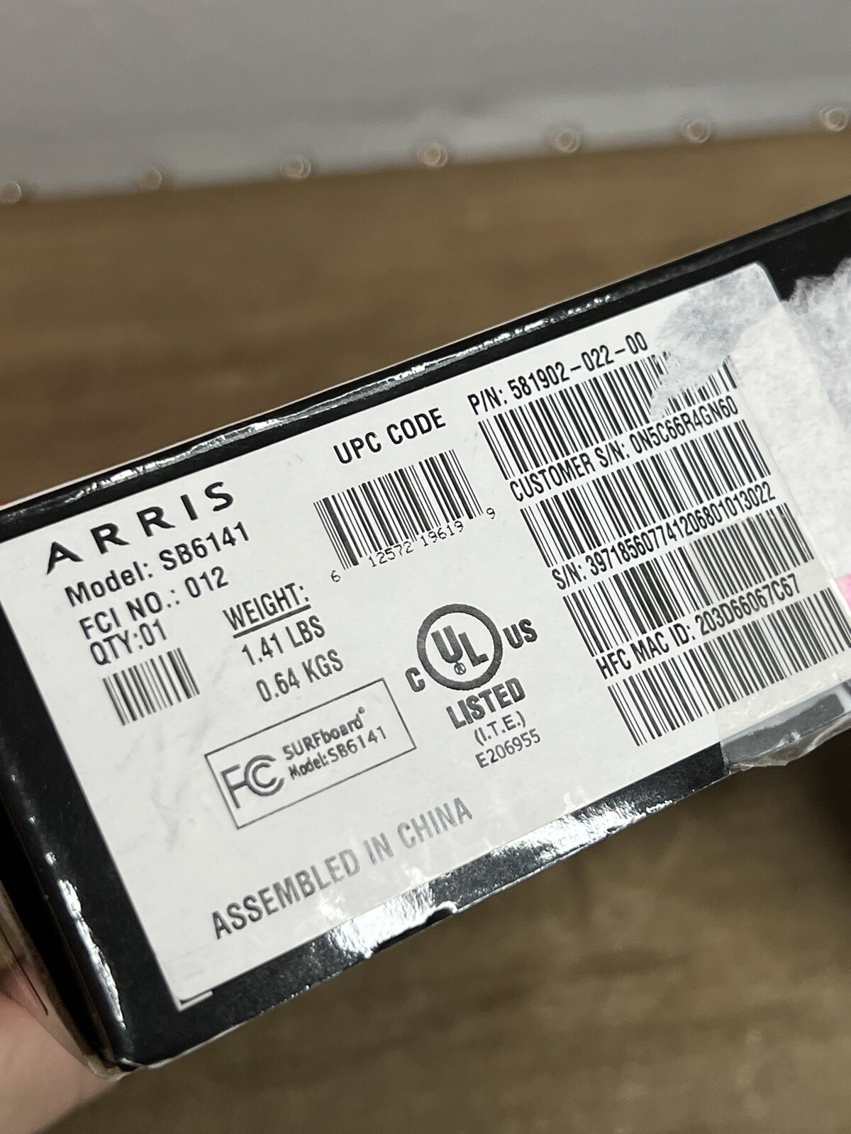 Arris Surfboard Cable Modem 400 Series Model SB6141 DOCSIS 3.0 Certified