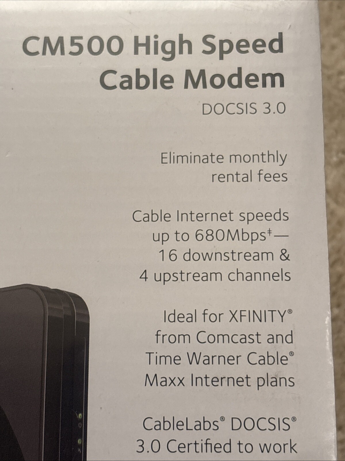 NETGEAR Cm500-1aznas 16×4 DOCSIS 3.0 Cable Modem Max Download Speeds of 680mbps