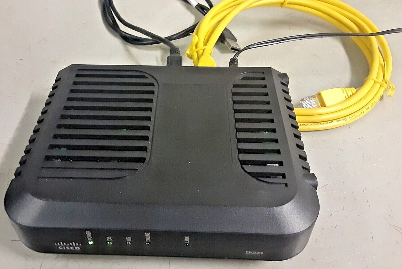 CISCO Gently Used DPC3010 Cable Modem w/ Power Supply/Ethernet/USB/Coax Cables