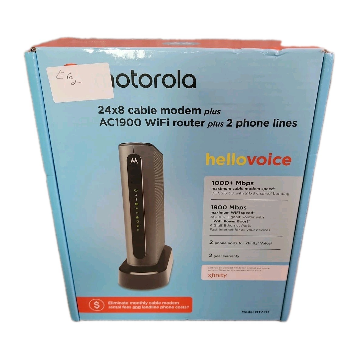 Motorola 24×8 Cable Modem, AC1900 WiFi Router, 2Phone Line Xfinity MT7711