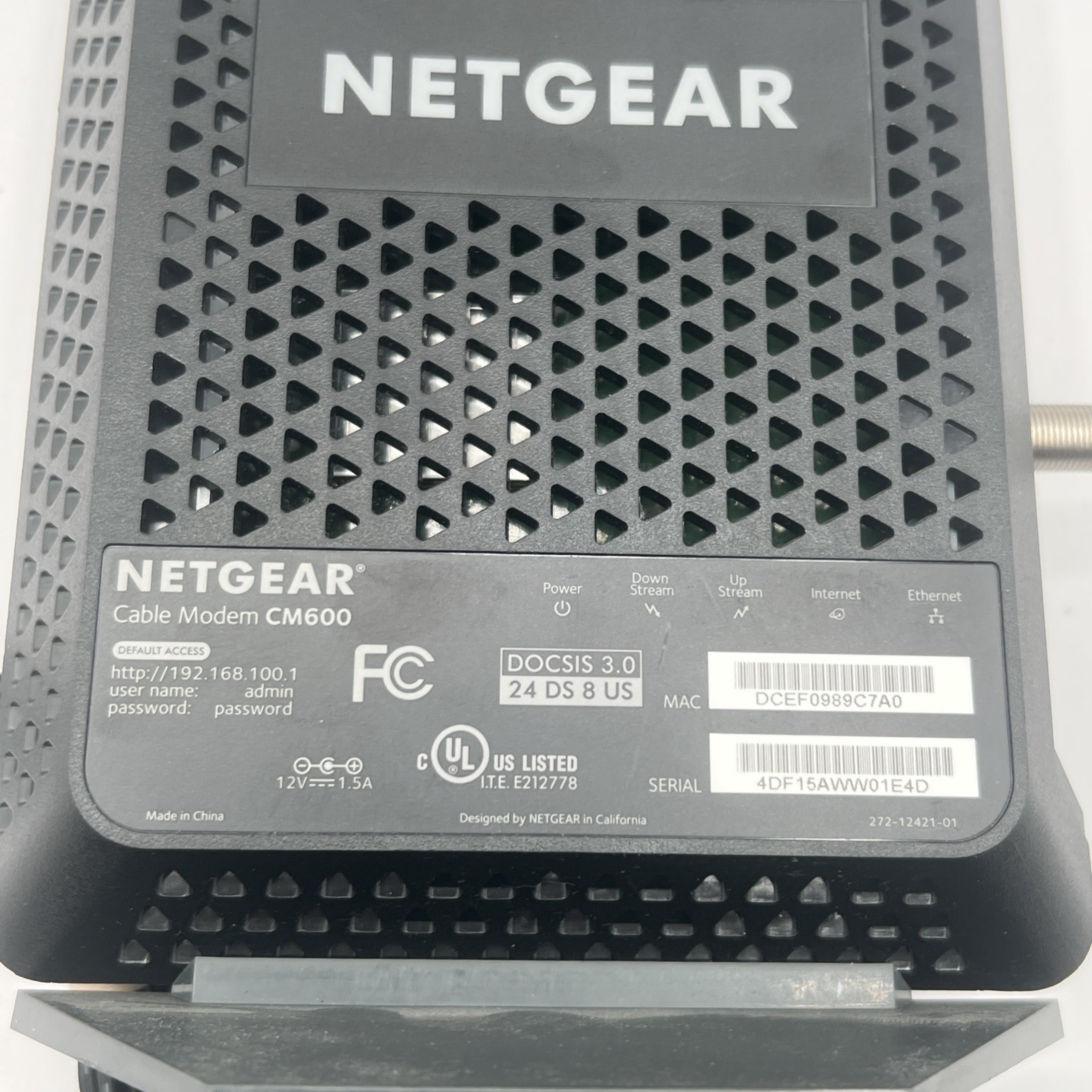 NETGEAR CM600 Cable Modem 960Mbps DOCSIS 3.0 with Power Supply – Qwik Ship!