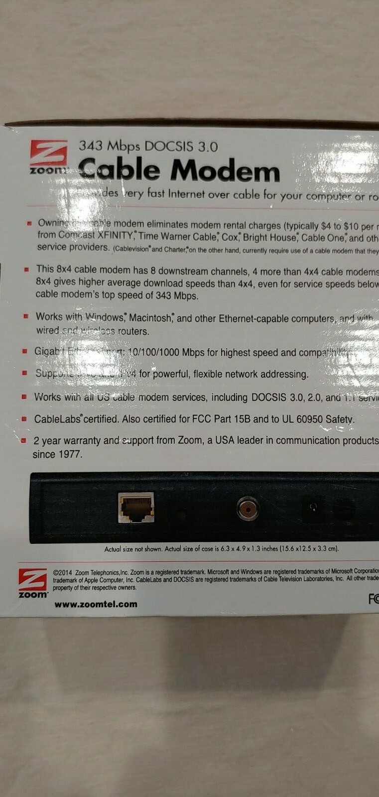 Zoom 343 Mpbs DOCSIS 3.0 Cable Modem Model 5341