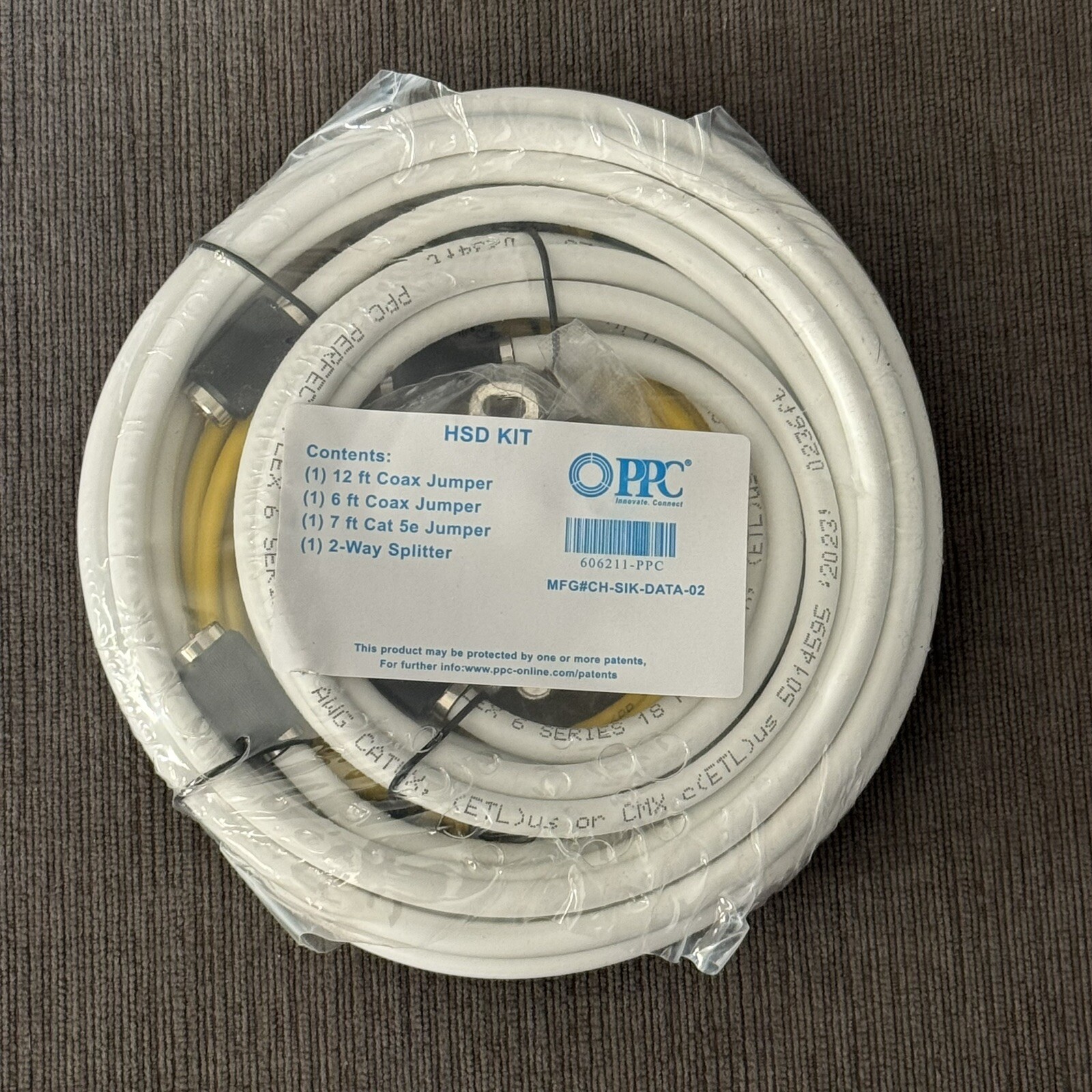 HSD Kit 12ft Coax 6ft Coax 7ft CAT5 2-Way Splitter New