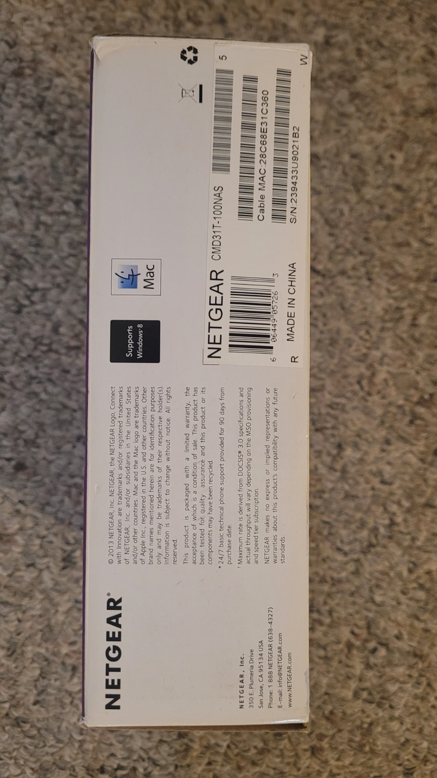 netgear high speed cable modem docsis 3.0