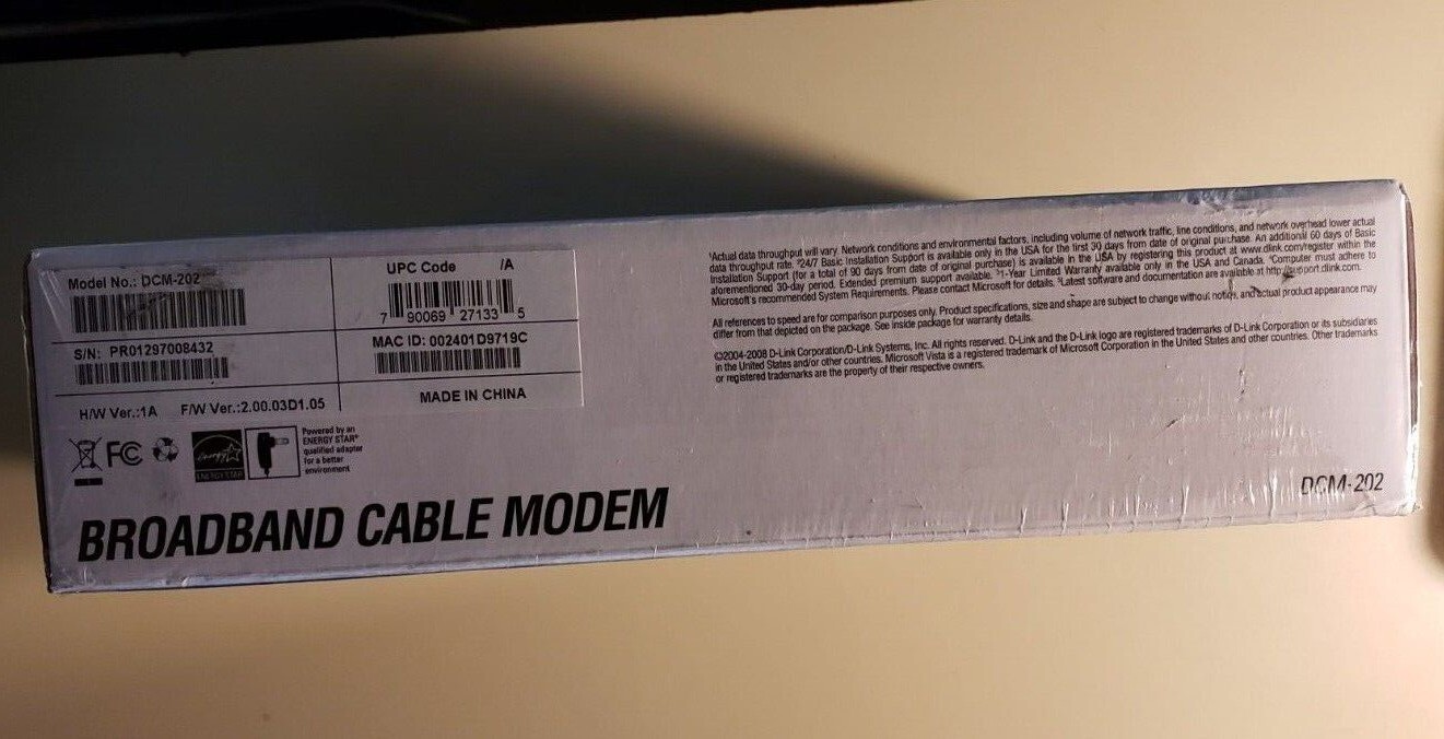 D-Link DCM-202 Broadband Modem UPC:790069271335