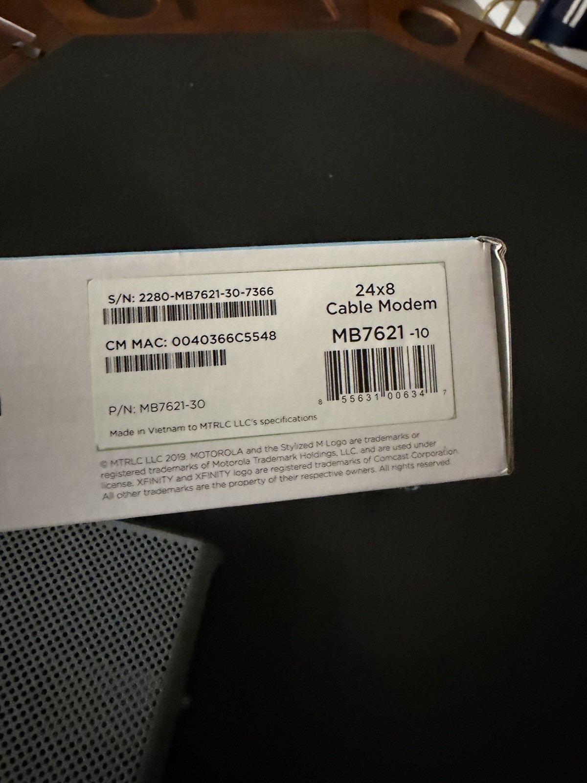 Motorola MB7621 Cable Modem 24×8 DOCSIS 3.0 Xfinity Cox Spectrum 900 Mbps