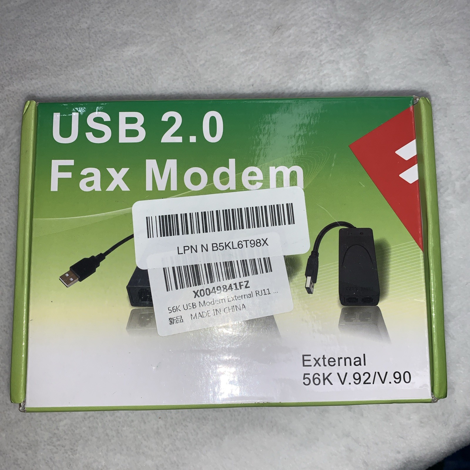 RJ11 Port USB 2.0 56K External Dial Up Voice Fax Data Modem Win 7/8/10 V.92/V.90