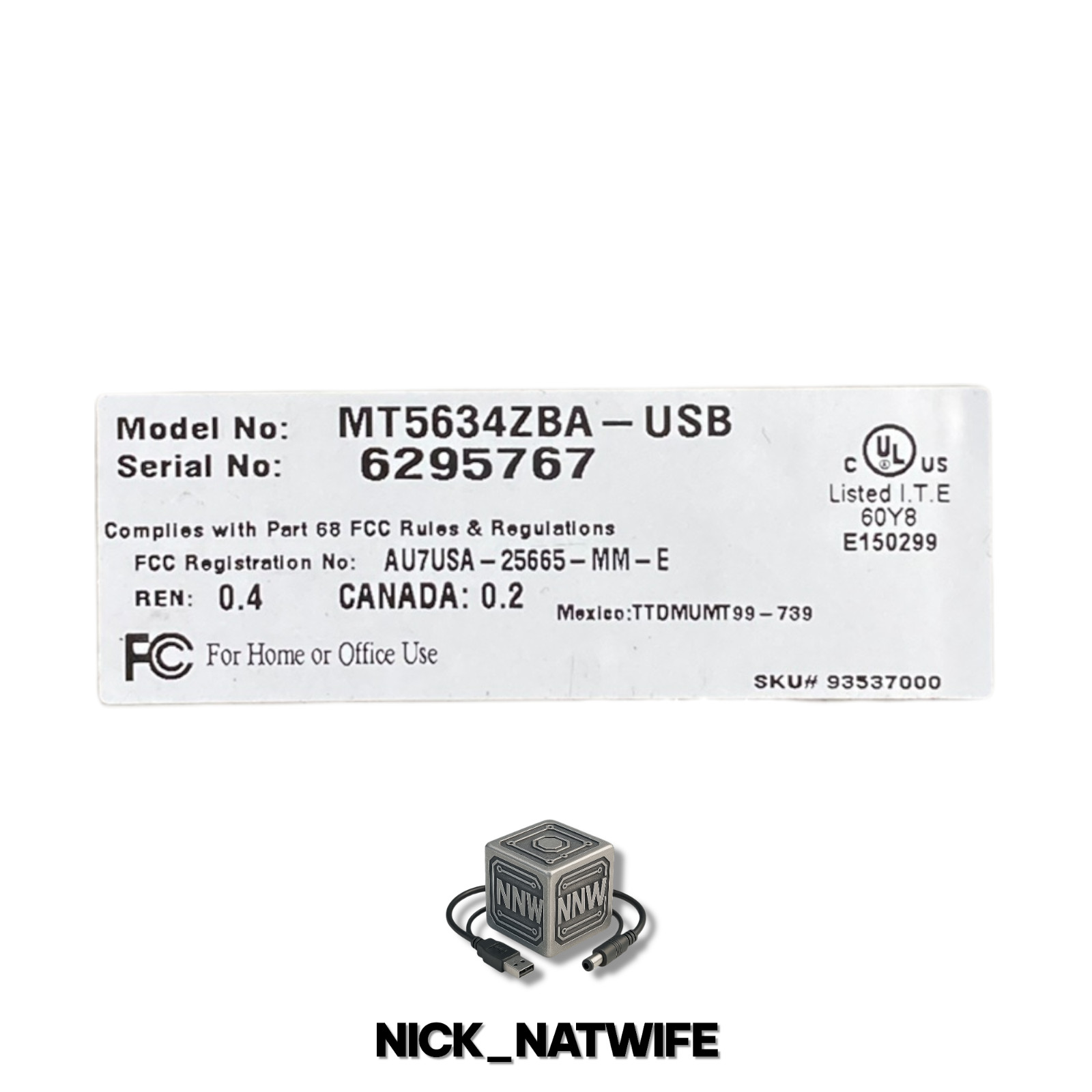 MultiTech MultiModem MT5634ZBA-USB-V92 56K USB Data Fax Modem