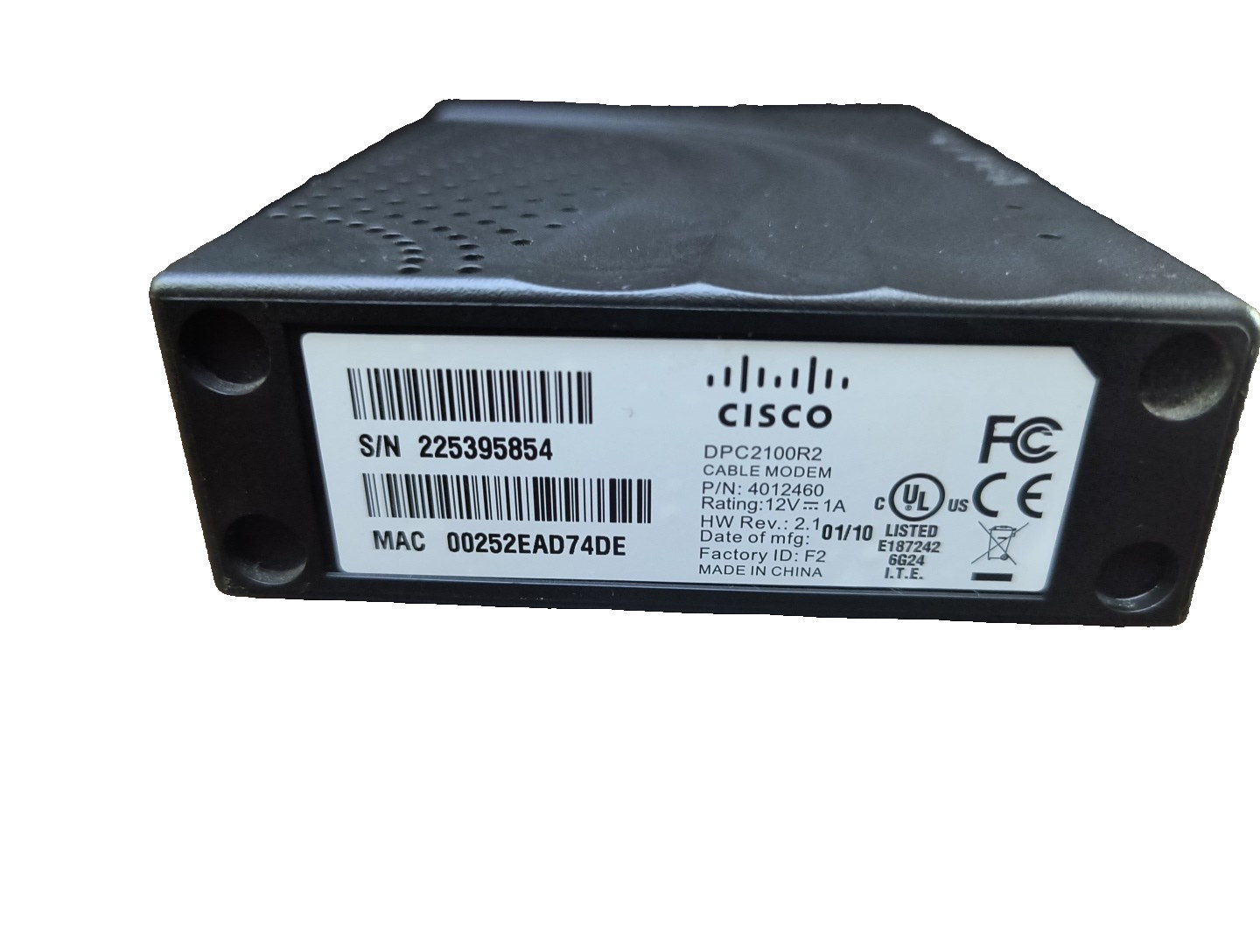 Cisco DPC2100 Cable Internet Modem w/ Power Cord Tested