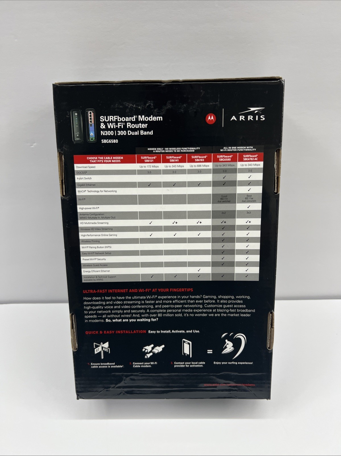 Motorola ARRIS SBG6580 SURFboard DOCSIS 3.0 WiFi Cable Modem Router
