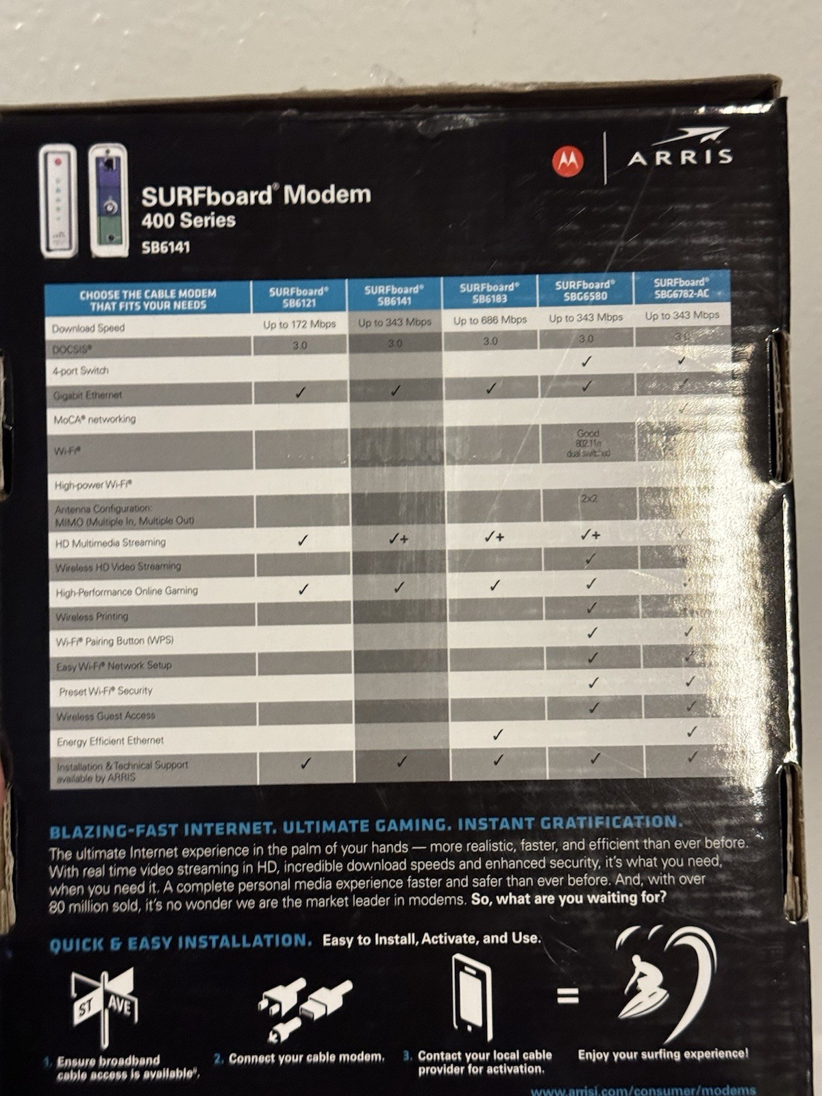 ARRIS / Motorola SurfBoard SB6141 DOCSIS 3.0 Cable Modem