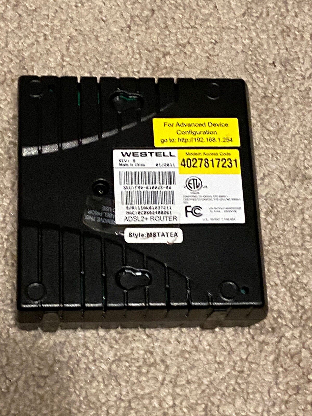 Westell ADSL2+ Router F90-610025-06(cables Included)