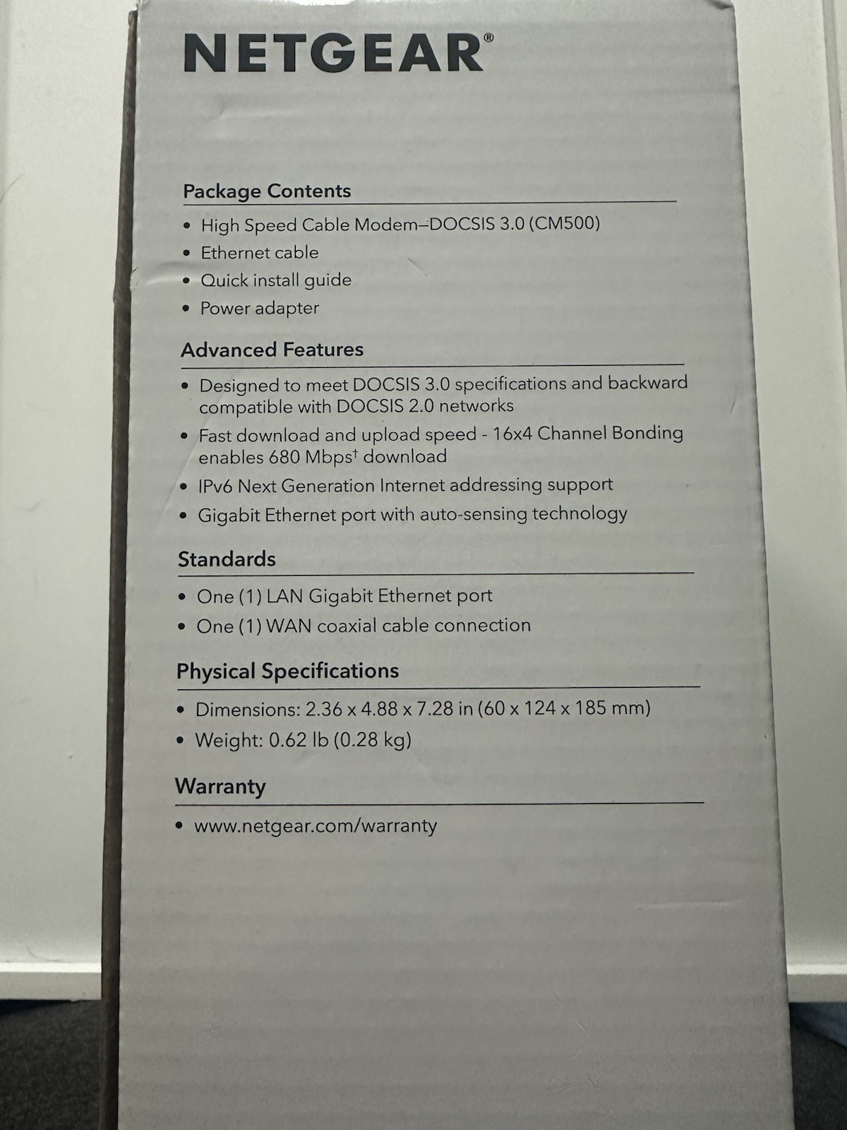 NETGEAR CM500 High-Speed Cable Modem In Working Condition