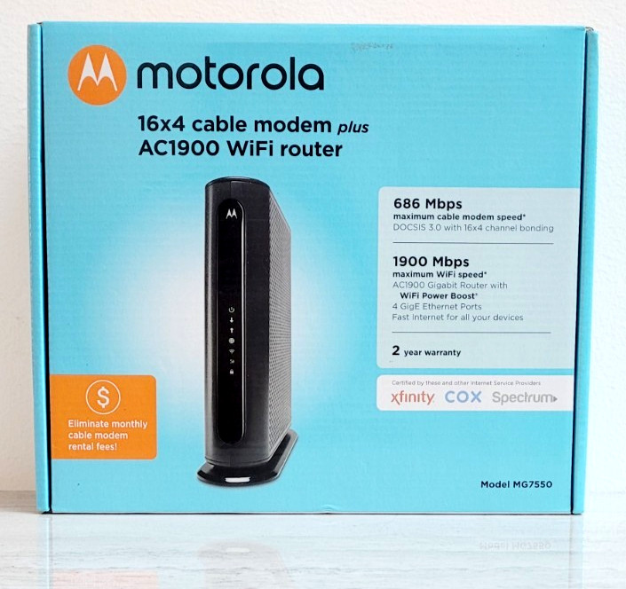 Motorola MG7550 16×4 High Speed ​​Cable Modem Plus AC1900 WiFi Router