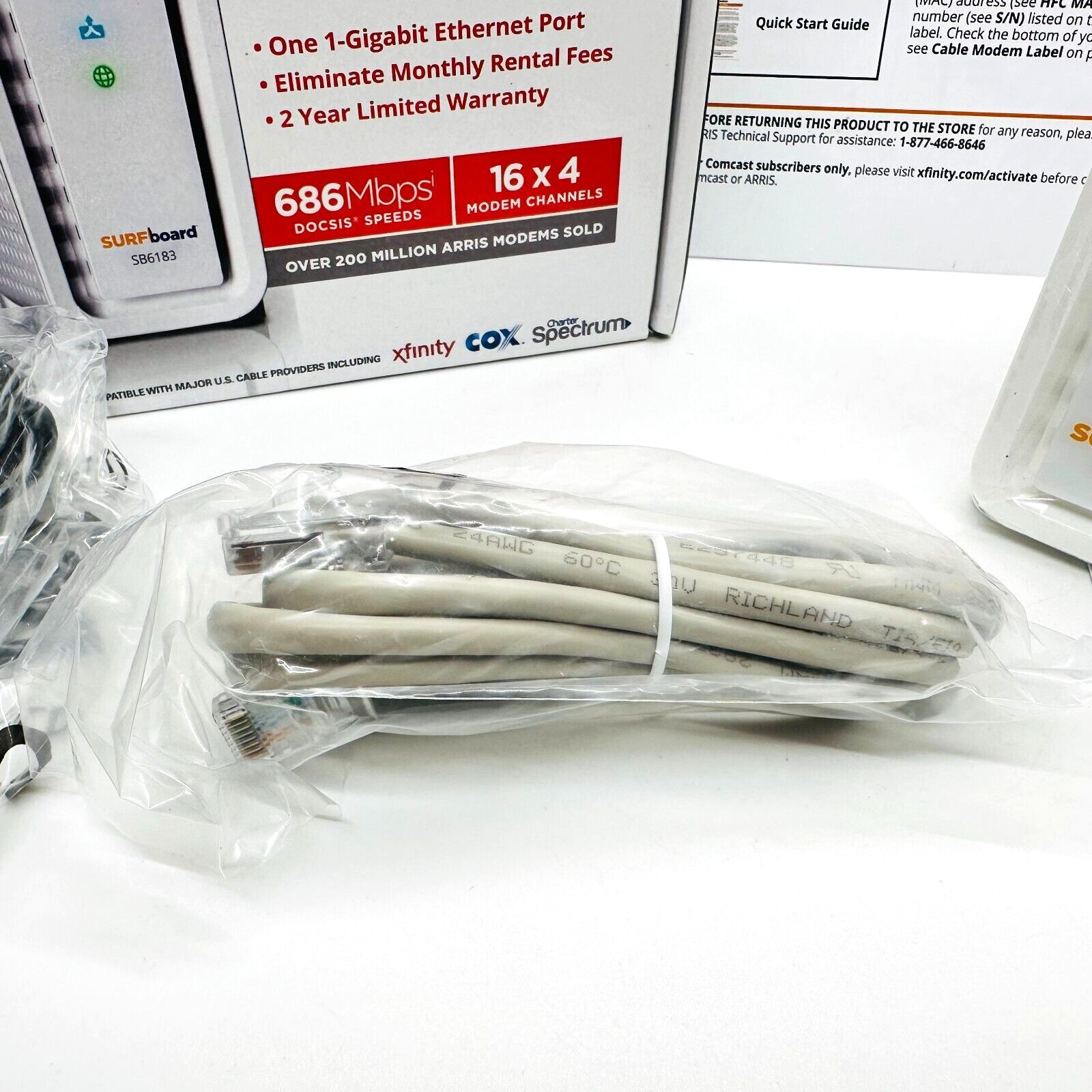 ARRIS SB6183 686 Mbps Cable Modem, White ~ New Open Box