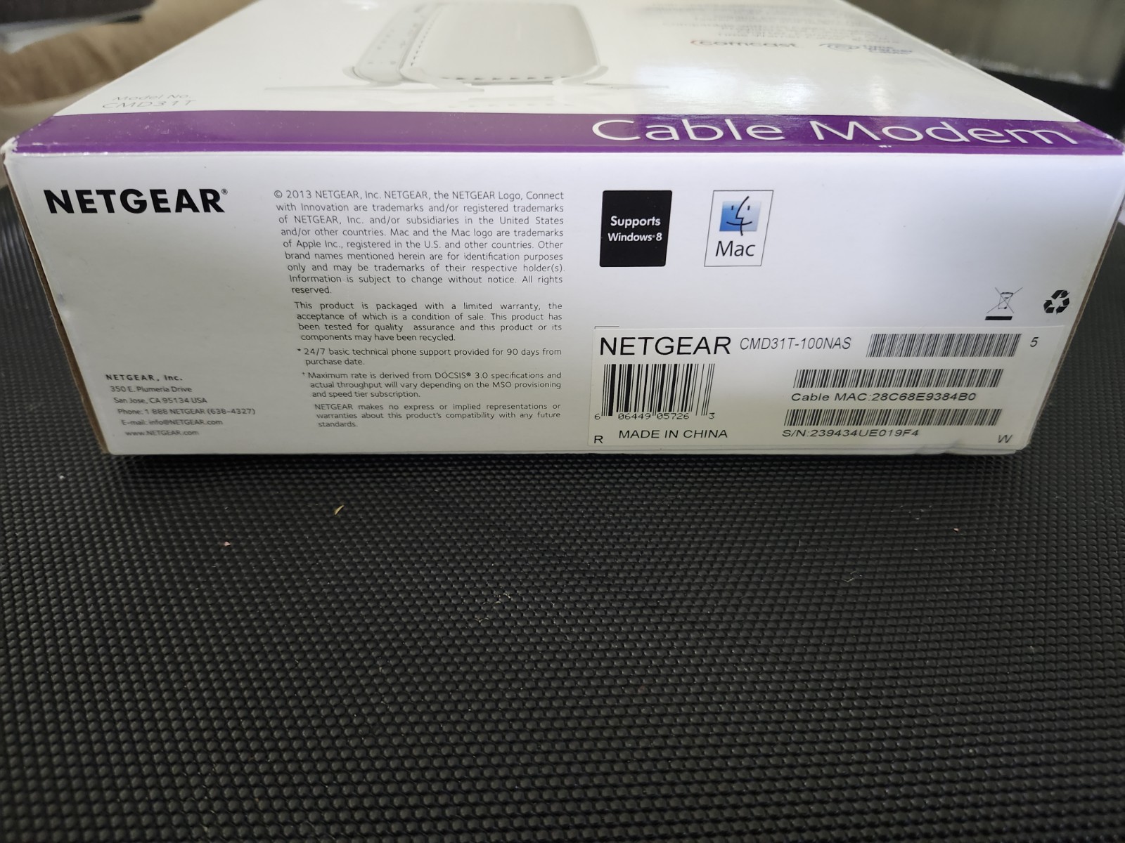 Netgear CMD31T High Speed Cable Modem DOCSIS 3.0 NEW IN OPEN BOX
