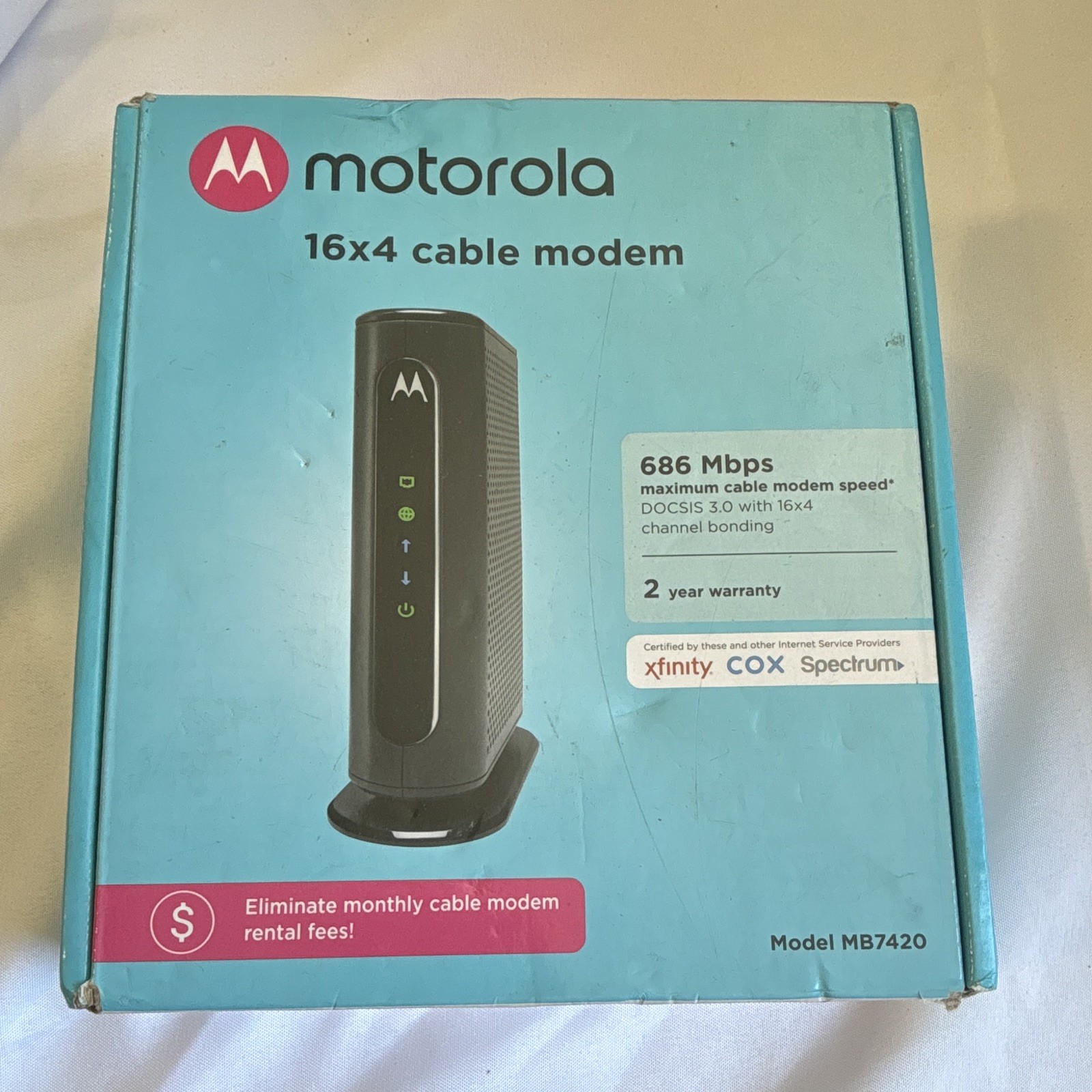Motorola MB7420 Cable Modem DOCSIS 3.0 16×4 686 Mbps Xfinity Cox Spectrum