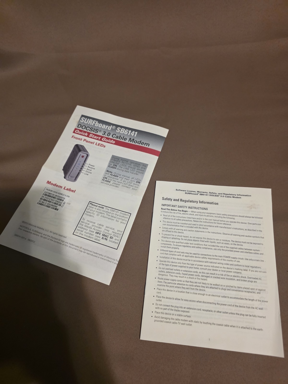 Motorola SB6141 Surfboard Extreme DOCSIS 3.0 Cable Modem, 300 MBPS