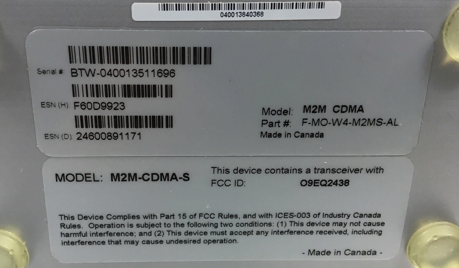 Blue Tree M2M CDMA Wireless Modem F-MO-W4-M2MS-AL M2M-CDMA-S 3D-23