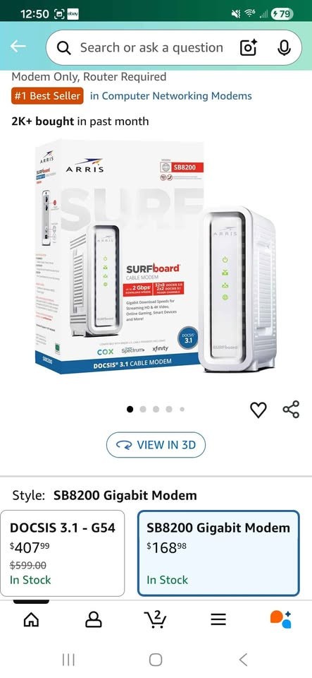 ARRIS SURFboard SB8200 DOCSIS 3.1 10 Gbps Cable Modem