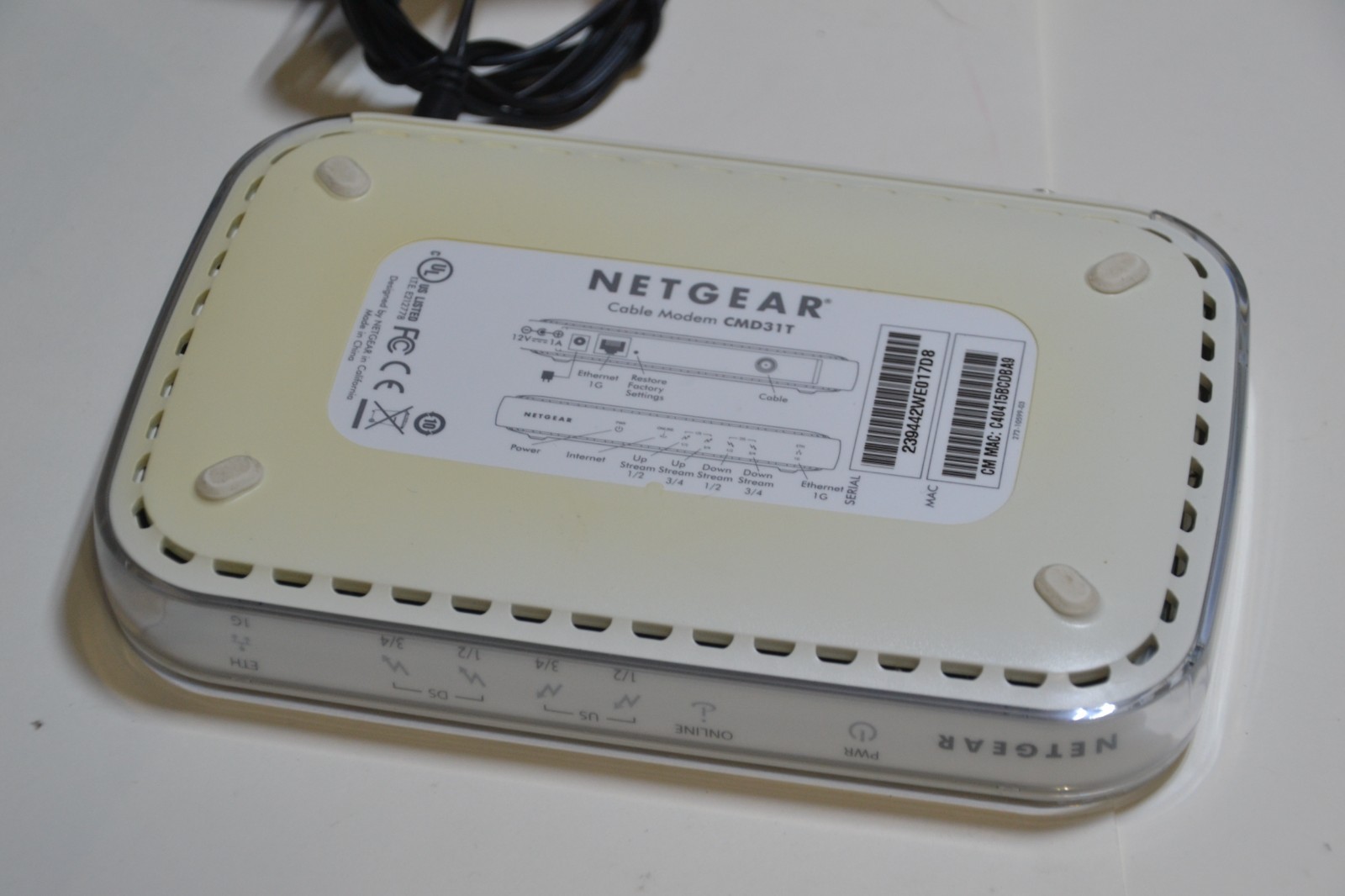 NETGEAR (CMD31T-100NAS) High Speed Cable Modem DOCSIS 3.0 – Used