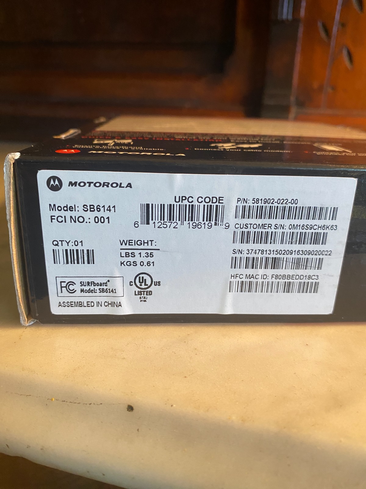 Motorola SURFboard SB6141 DOCSIS 3.0 Cable Modem Open Box Complete