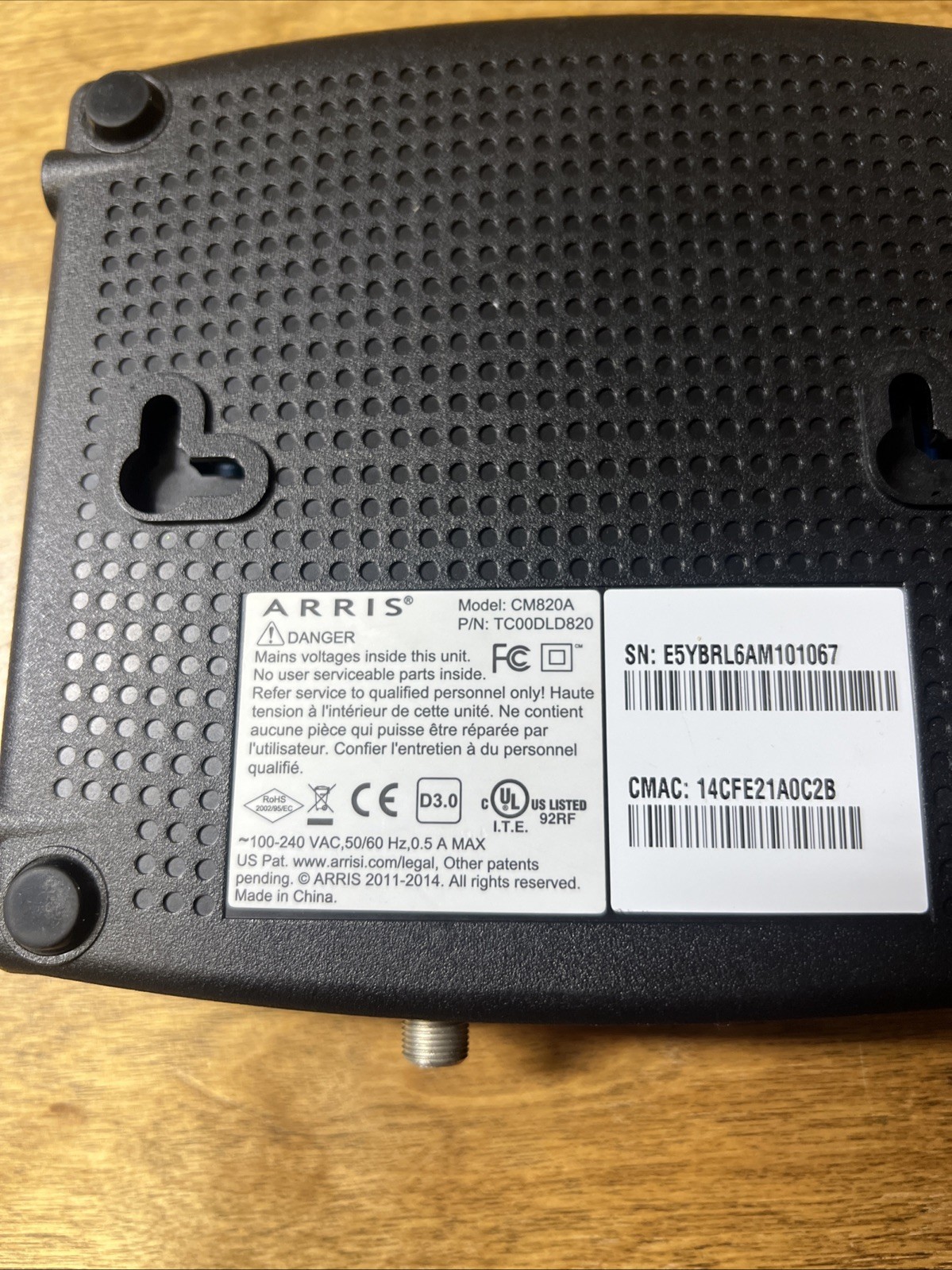 ARRIS CM820A DOCSIS 3.0 Cable Modem