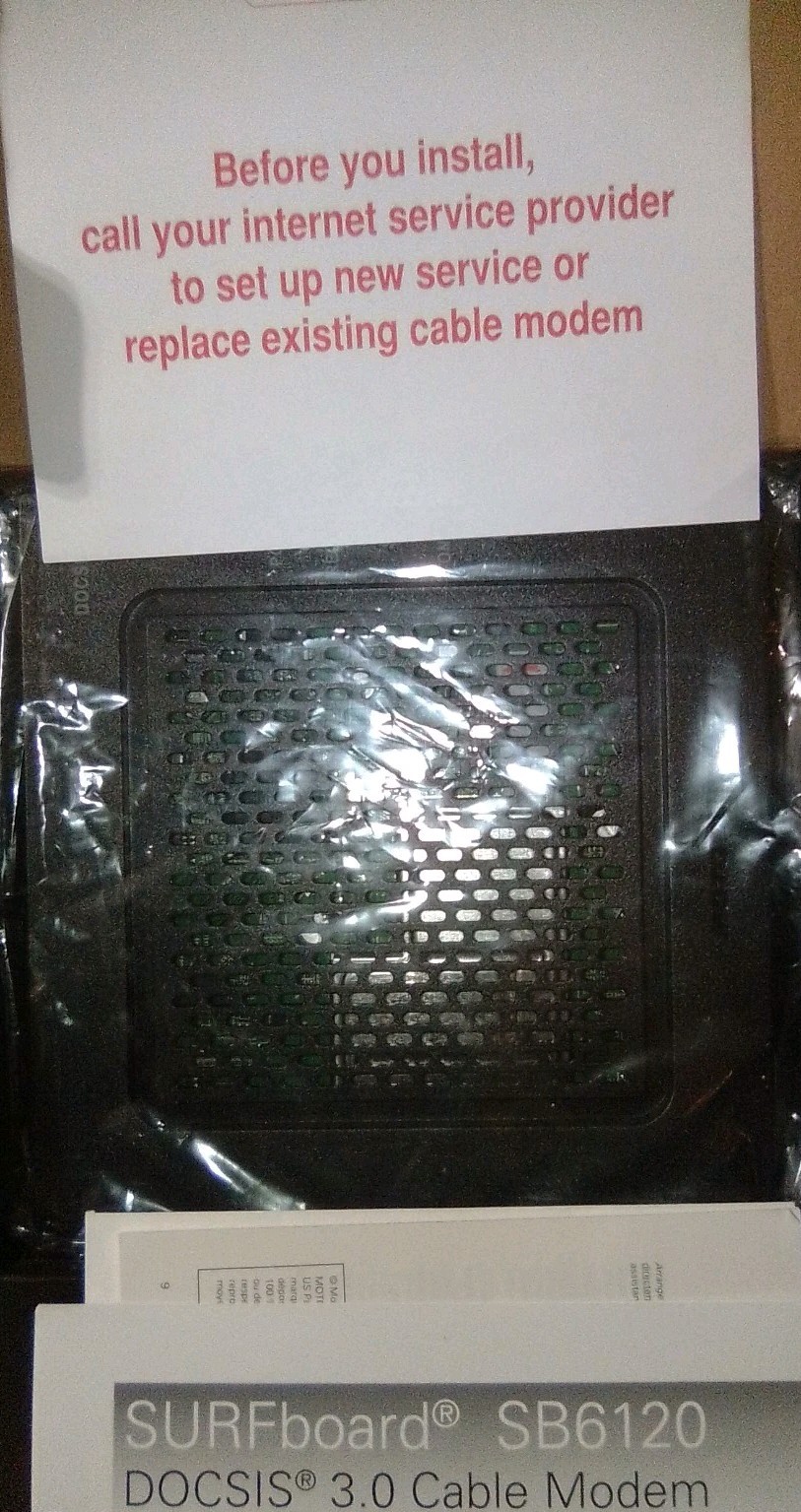 Motorola SB6120 SURFboard Docsis 3.0 Cable Modem, Black, 150 Mbps New Open Box