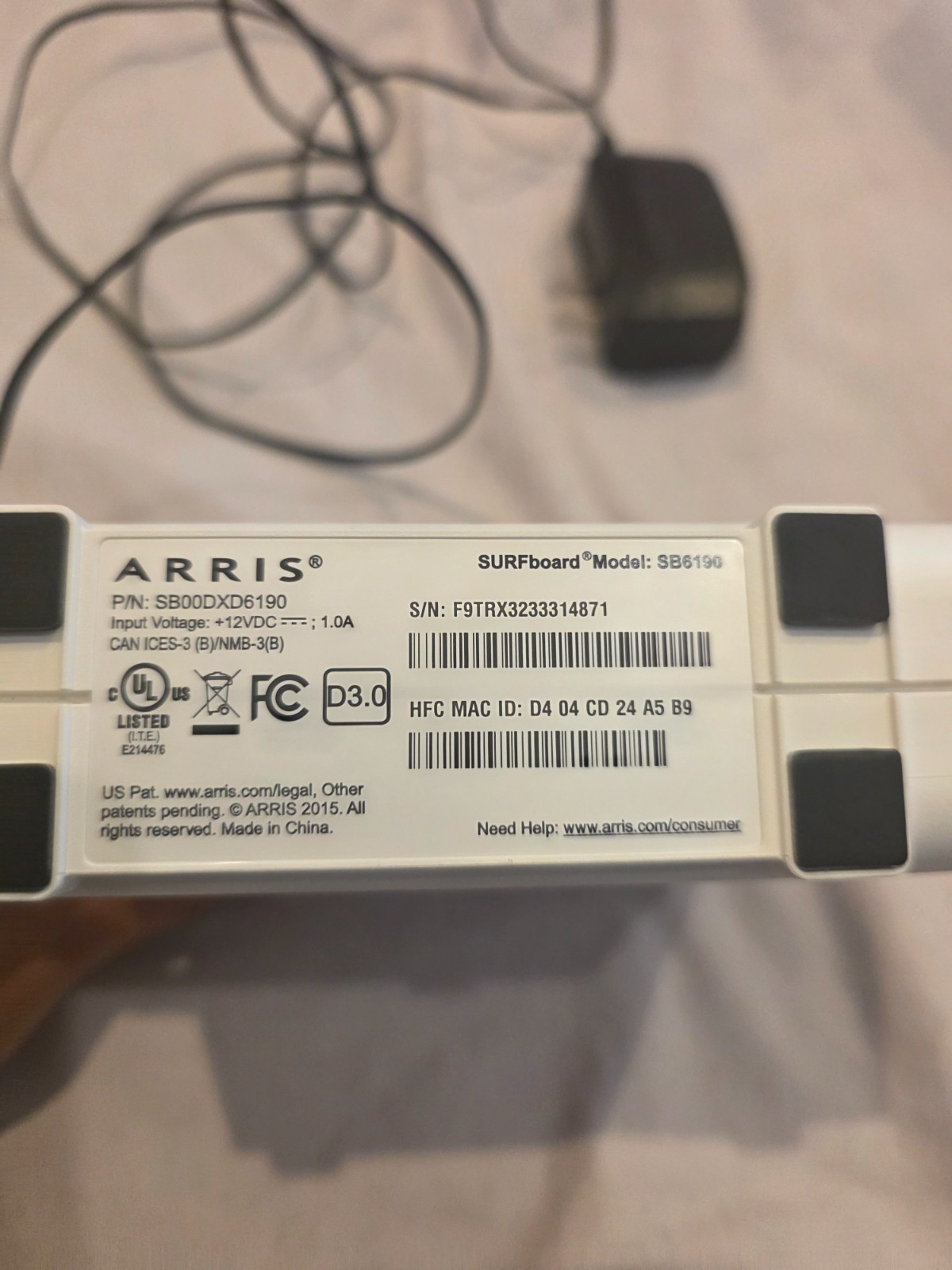 ARRIS Surfboard SB6190-RB DOCSIS 3.0 Cable Modem, White (Renewed)