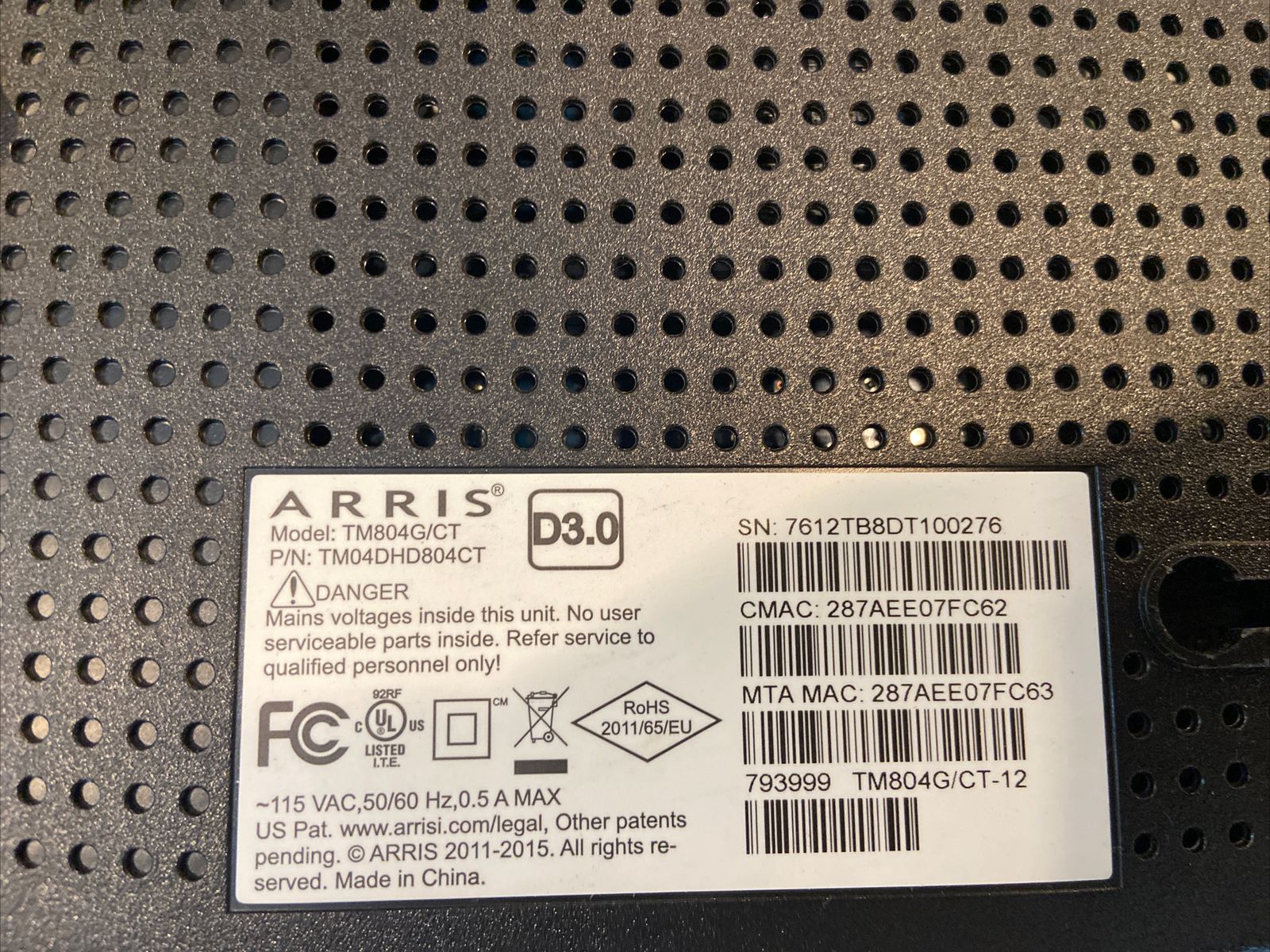 Arris Touchstone TM804G/CT Voip Telephone Phone Modem for Office Business Wired