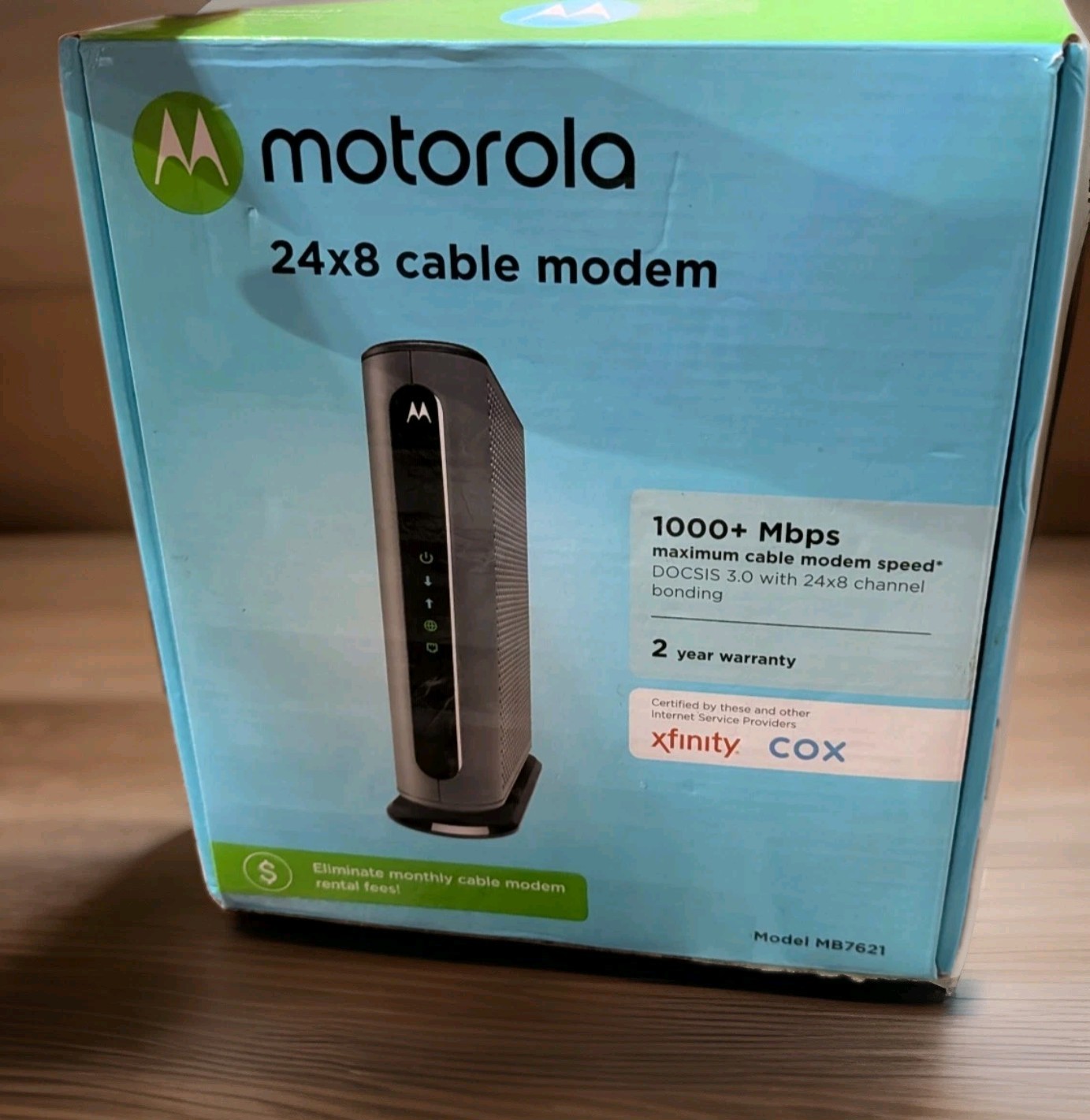Motorola MB7621 DOCSIS 3.0 Cable Modem 24×8 1000 Mbps Gigabit Tested Works Box
