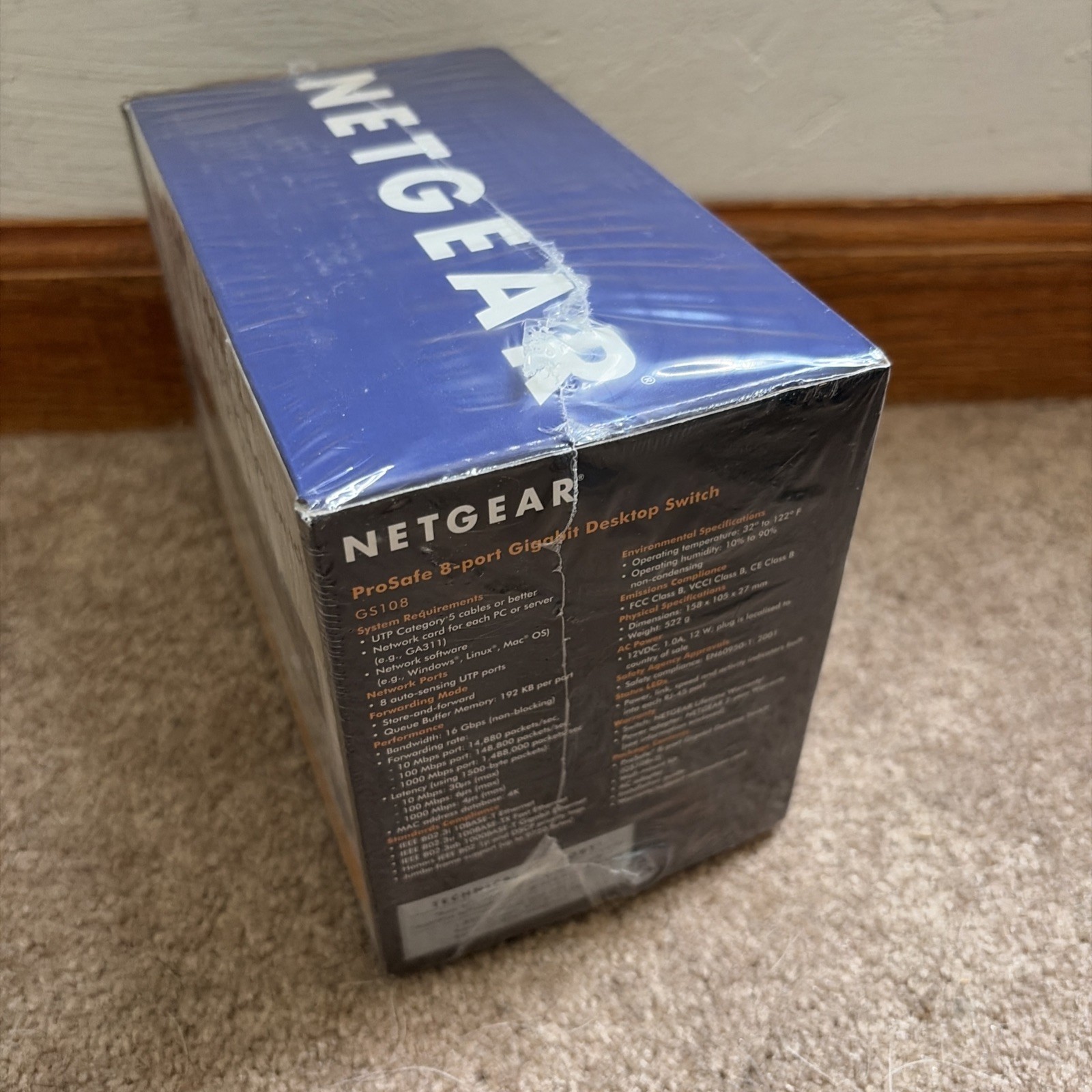 Netgear Prosafe 8 Port Gigabit Switch GS108 10/100/1000 Mbps