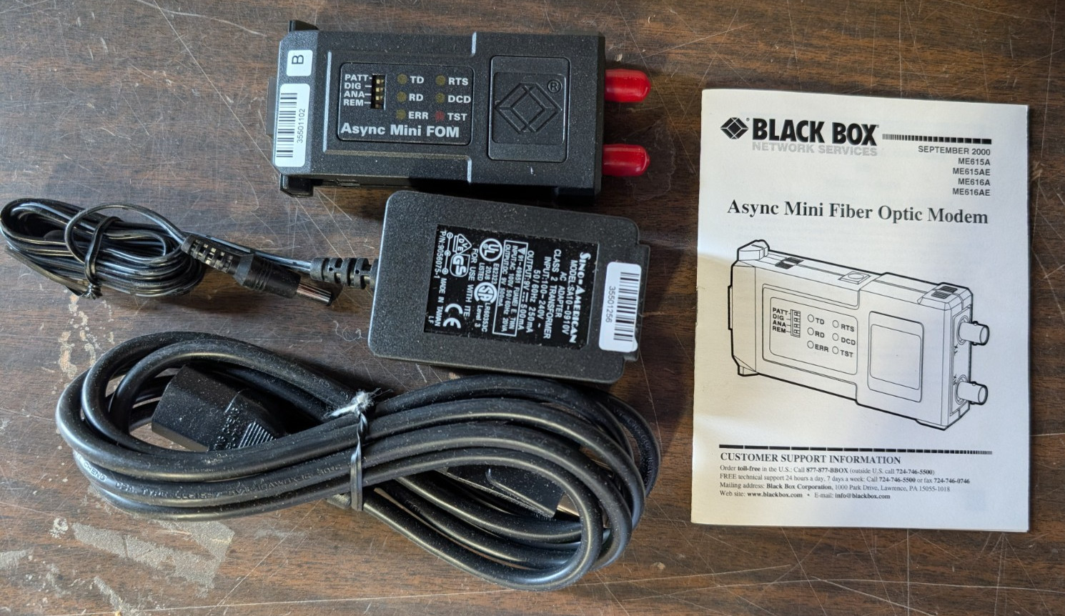 Black Box Async Mini Fiber Optic Modem #ME615A