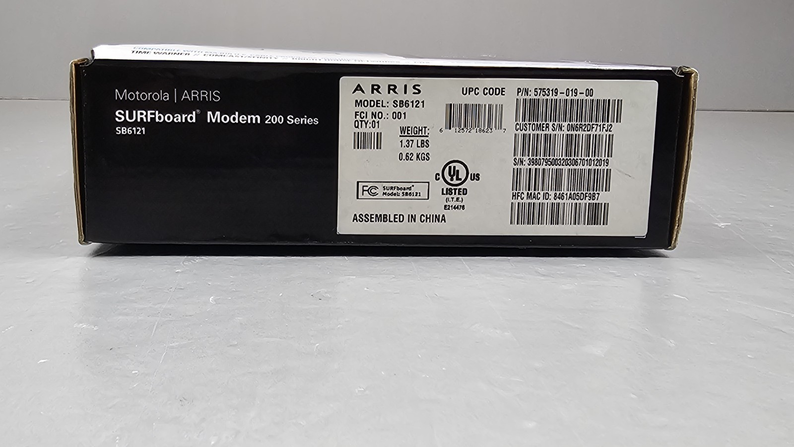 Motorola ARRIS SURFboard SB6121 4×4 DOCSIS 3.0 Cable Modem NOB
