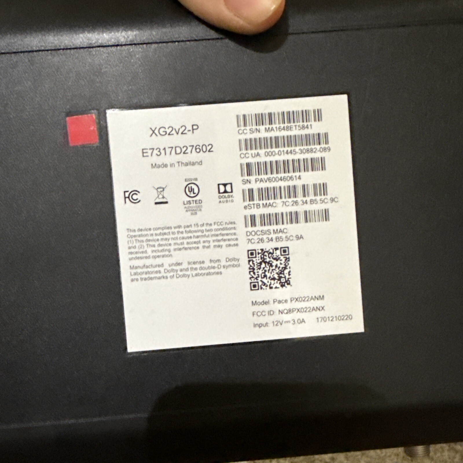 Contour XG2V2-P Cable Box CoAx Untested XiD-P And XR11-RF Remote