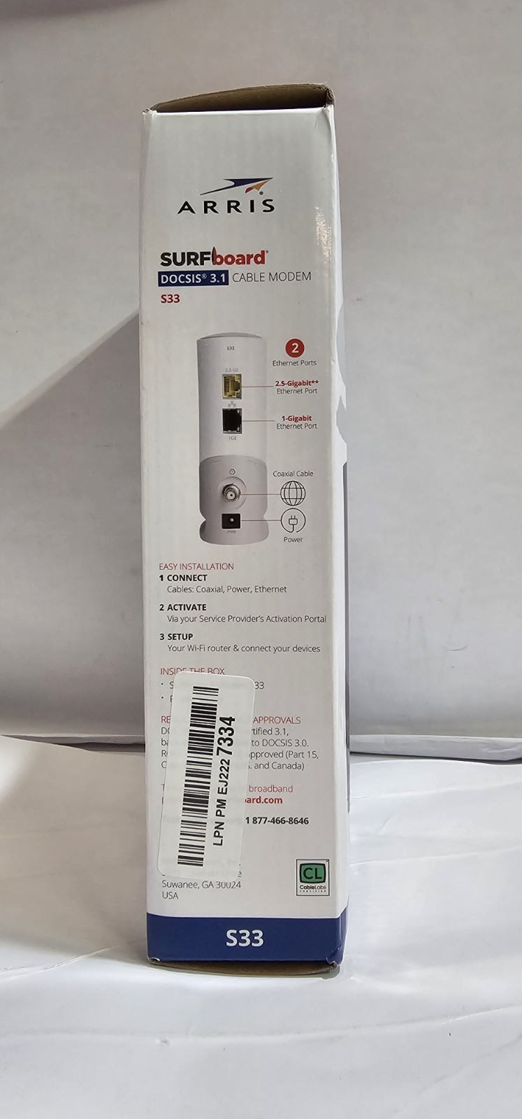 ARRIS – SURFboard S33 32 x 8 DOCSIS 3.1 Multi-Gig Cable Modem with 2.5 Gbps New