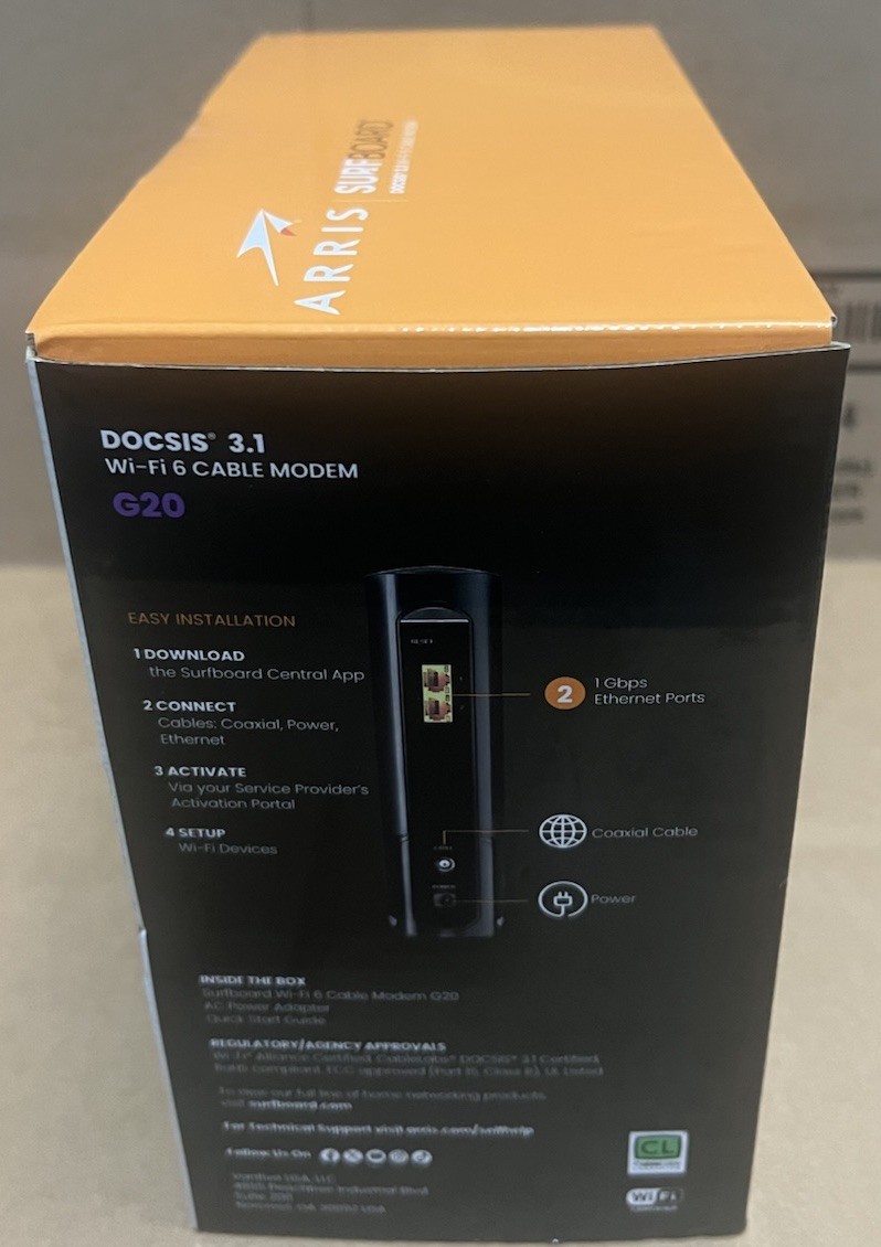NEW SEALED ARRIS G20 DOCSIS 3.1 Cable Modem & AX3000 WiFi 6 Router FAST SHIPPING