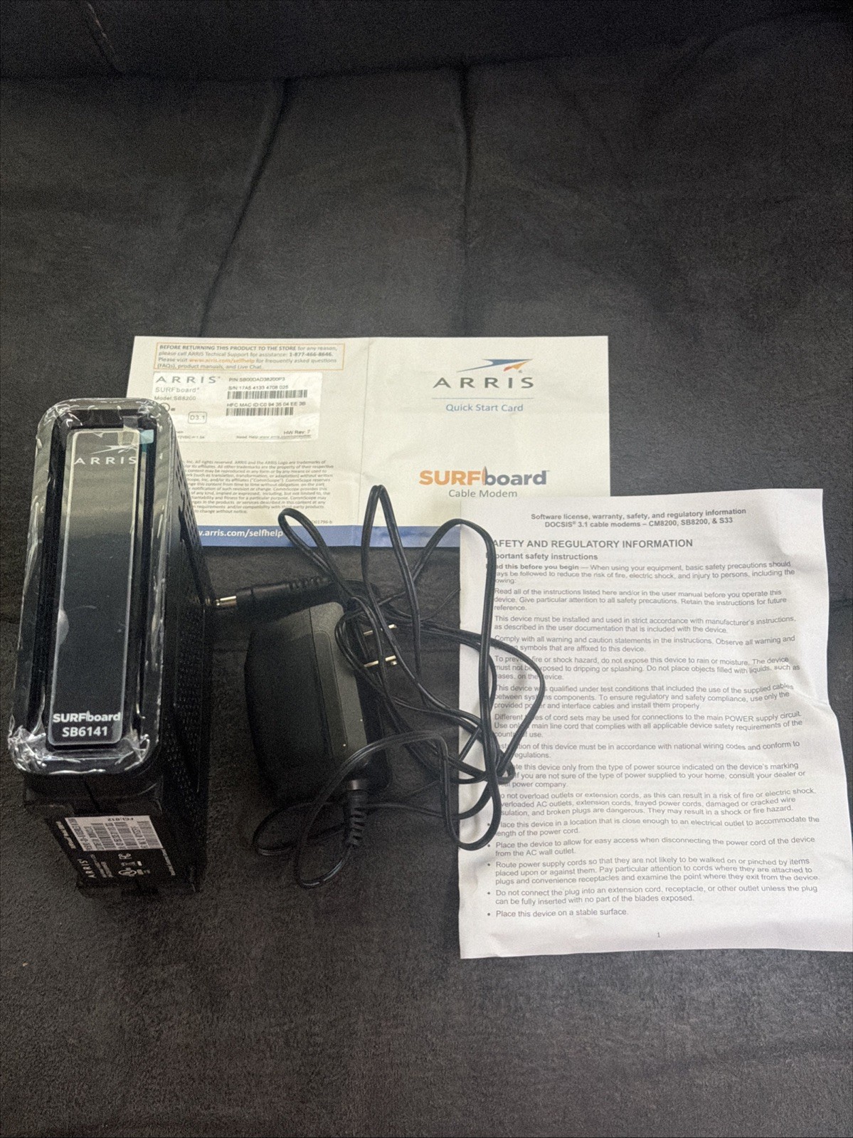 ARRIS SB8200 Surfboard Cable Modem Fast DOCSIS 3.1, Great Condition