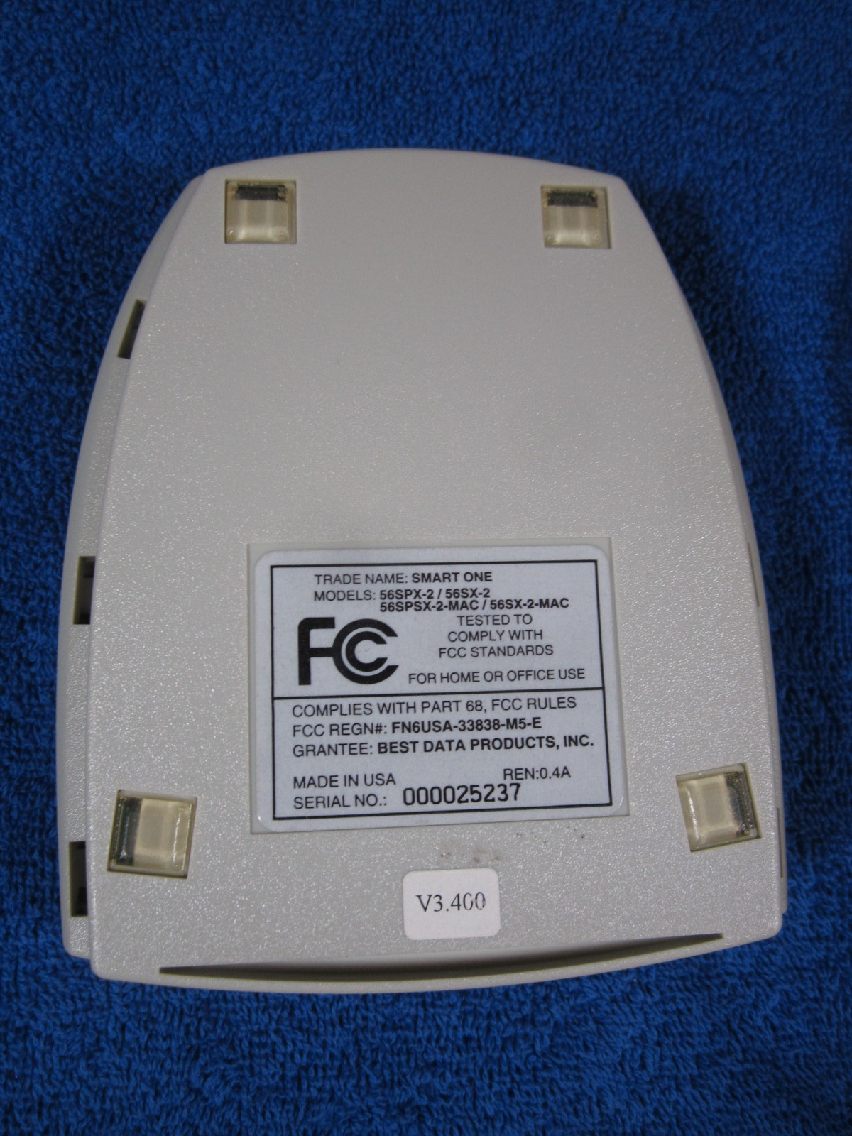 External Modem 56k Smart One by Best Data Serial Port DB25 PC or Mac NO CABLES